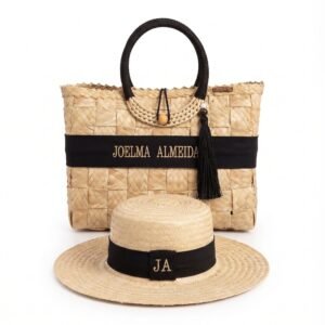 Kit personalizado Bolsa e Chapéu Paris de palha